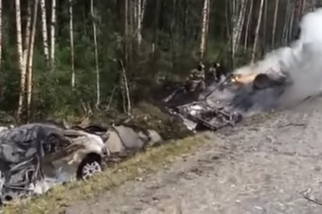 Опубликовано видео ДТП на трассе М-5, где заживо сгорел мужчина