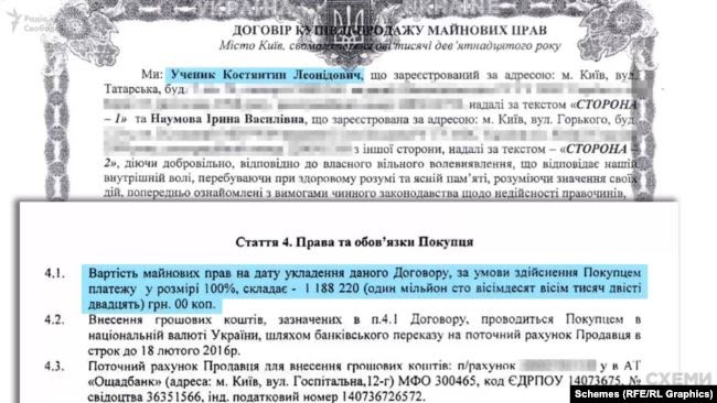 Схоже, Костянтин Ученик теж придбав права на цю квартиру за заниженою вартістю – сума становила трохи більше від 1,188 мільйона гривень